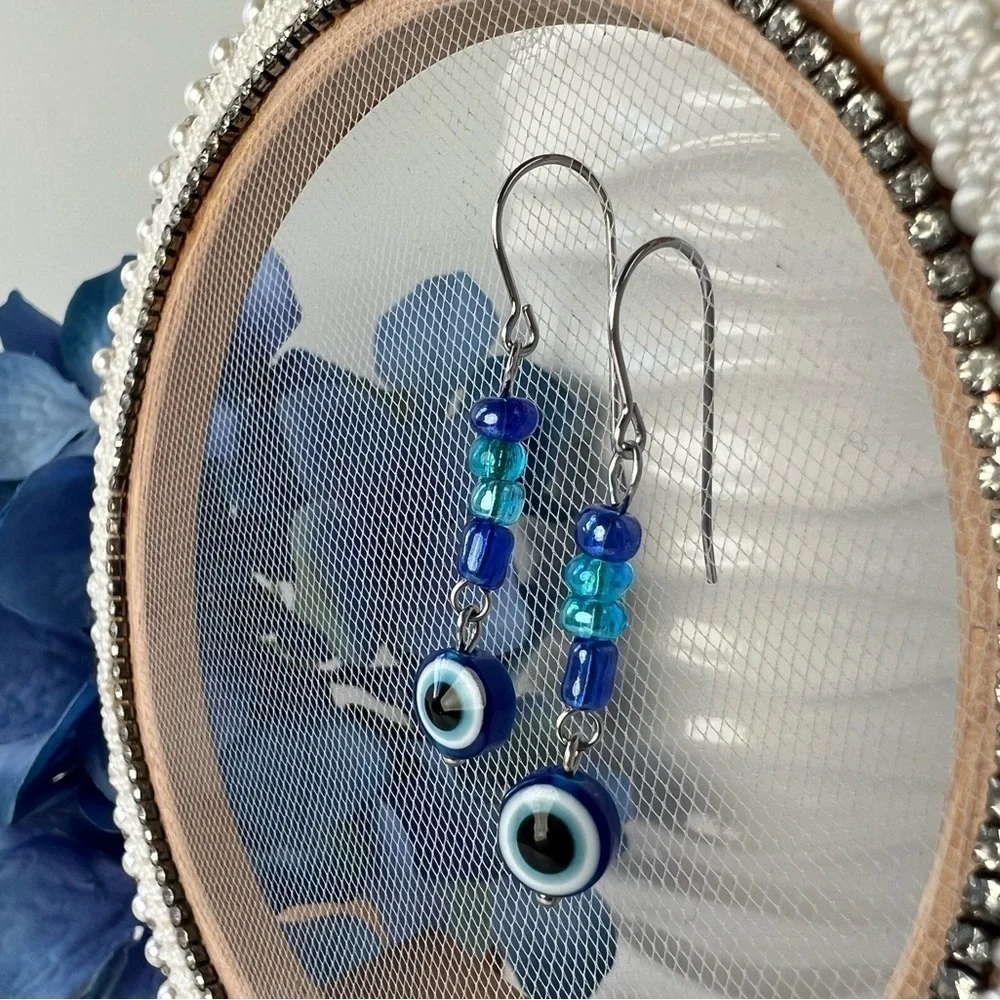 𝅺Evil Eye Stainless Steel Earrings